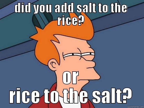 DID YOU ADD SALT TO THE RICE? OR RICE TO THE SALT? Futurama Fry