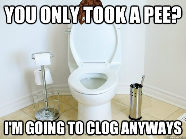 you only took a pee? i'm going to clog anyways  Scumbag Toilet