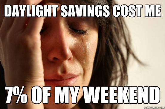 Daylight Savings cost me 7% of my weekend  First World Problems
