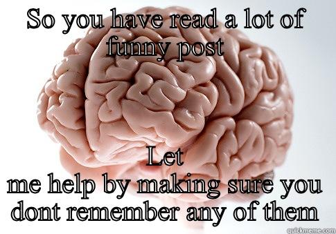 SO YOU HAVE READ A LOT OF FUNNY POST LET ME HELP BY MAKING SURE YOU DONT REMEMBER ANY OF THEM Scumbag Brain