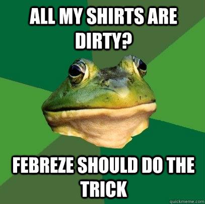 All my shirts are dirty? Febreze should do the trick  Foul Bachelor Frog