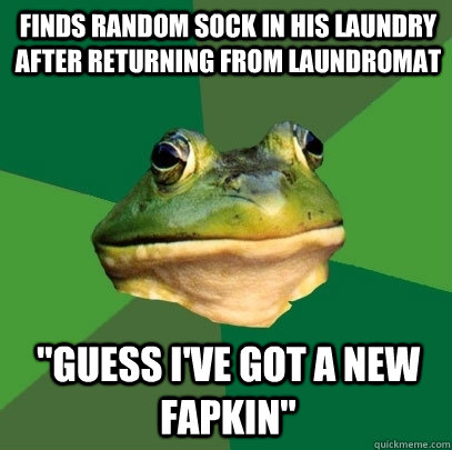 finds random sock in his laundry after returning from laundromat 