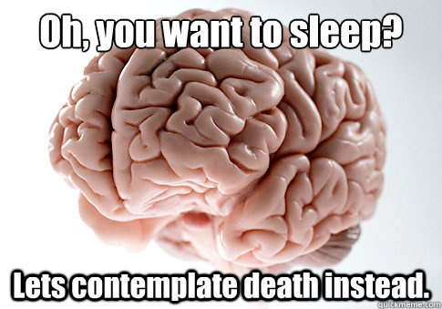 Oh, you want to sleep? Lets contemplate death instead.  Scumbag Brain