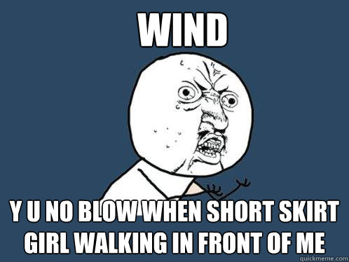 wind y u no blow when short skirt girl walking in front of me  Y U No