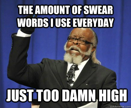 The Amount of swear words i use everyday  just too damn high  Too Damn High