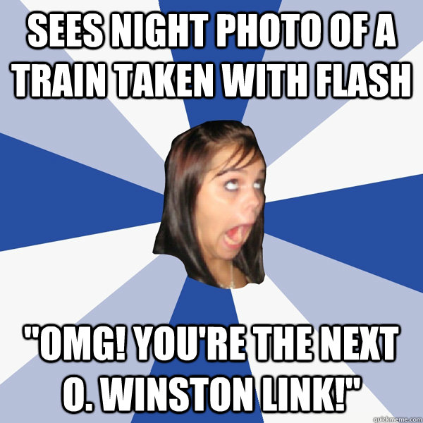 sees night photo of a train taken with flash 