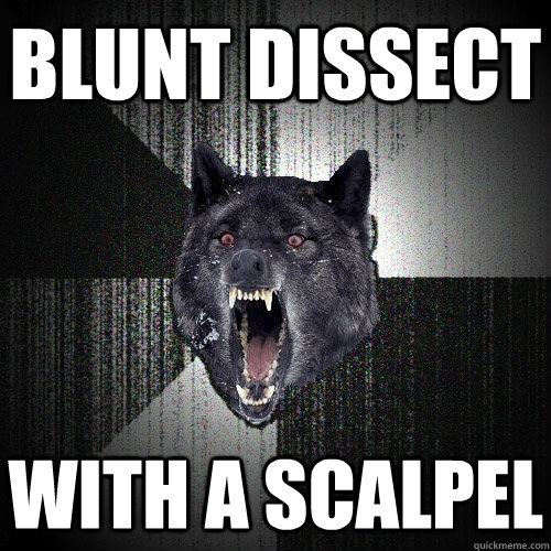 blunt dissect with a scalpel  Insanity Wolf