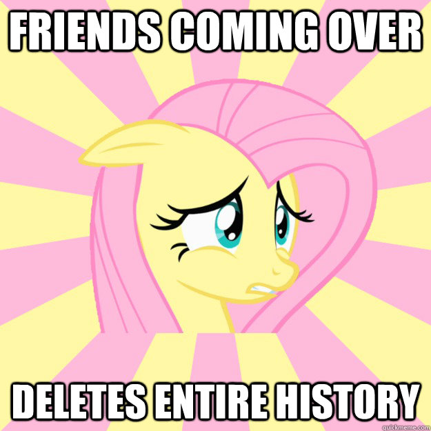 friends coming over deletes entire history  Socially awkward brony