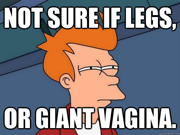 Not sure if legs, Or giant vagina.  Not sure Fry