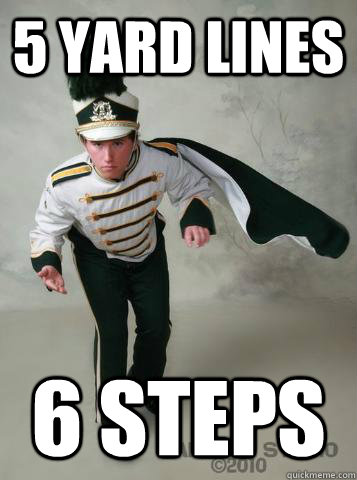 5 yard lines 6 steps  