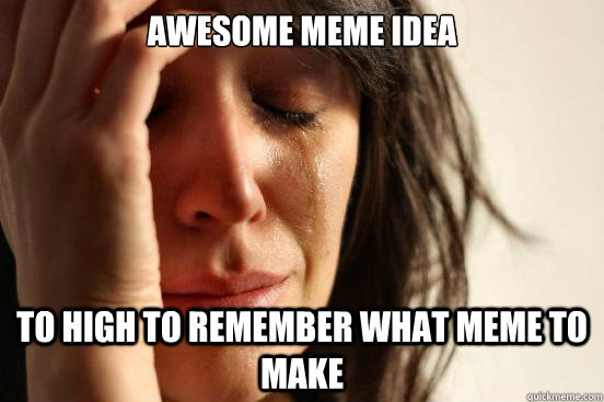 Awesome meme idea To high to remember what meme to make   First World Problems