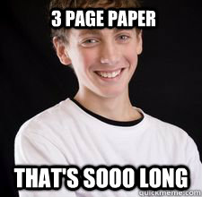 3 Page paper That's sooo Long  High School Freshman