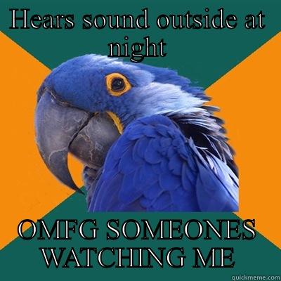 HEARS SOUND OUTSIDE AT NIGHT OMFG SOMEONES WATCHING ME Paranoid Parrot