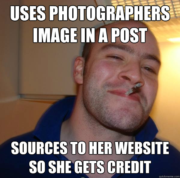 Uses photographers image in a post Sources to her website so she gets credit - Uses photographers image in a post Sources to her website so she gets credit  Misc