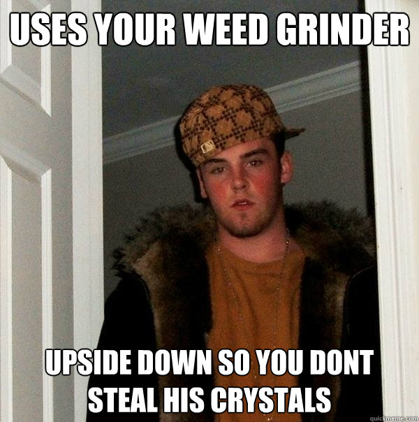 Uses your weed grinder upside down so you dont steal his crystals - Uses your weed grinder upside down so you dont steal his crystals  Scumbag Steve