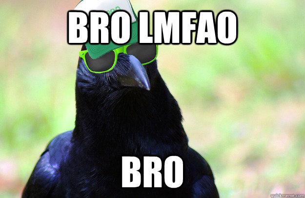 BRO LMFAO BRO  Overused Catchphrase Crow