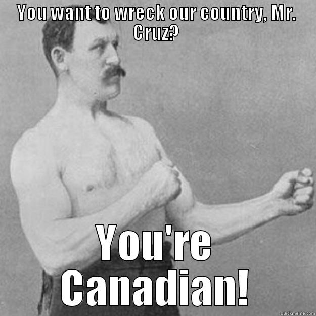 Ted Cruz? - YOU WANT TO WRECK OUR COUNTRY, MR. CRUZ? YOU'RE CANADIAN! overly manly man
