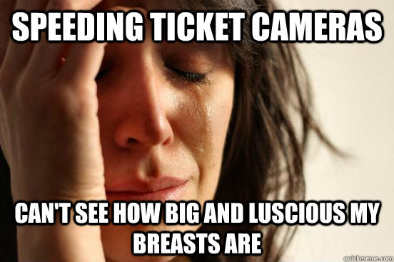 speeding ticket cameras can't see how big and luscious my breasts are  First World Problems