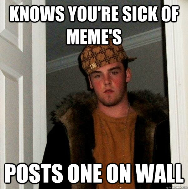knows you're sick of meme's posts one on wall  Scumbag Steve