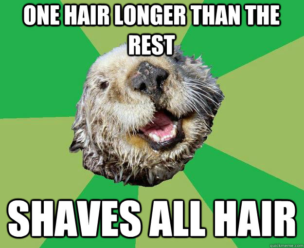One hair longer than the rest Shaves all hair  OCD Otter