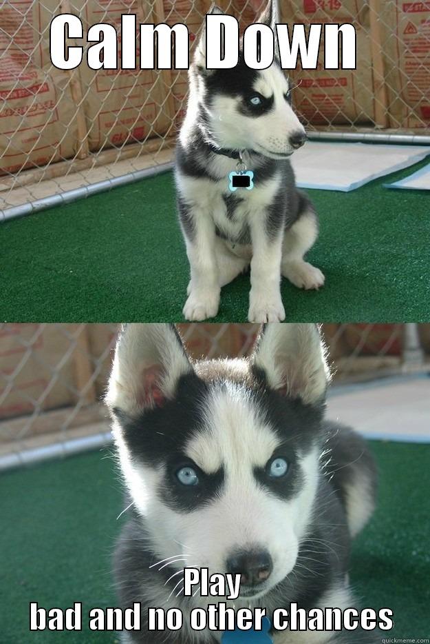 CALM DOWN  PLAY BAD AND NO OTHER CHANCES Insanity puppy
