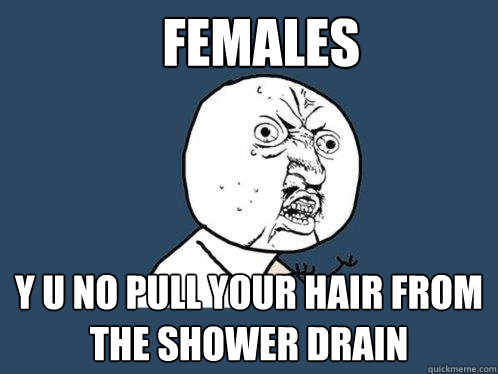 Females y u no pull your hair from the shower drain  Y U No
