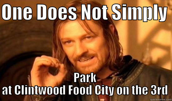 ONE DOES NOT SIMPLY  PARK AT CLINTWOOD FOOD CITY ON THE 3RD Boromir