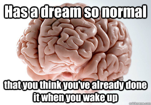 Has a dream so normal that you think you've already done it when you wake up   Scumbag Brain
