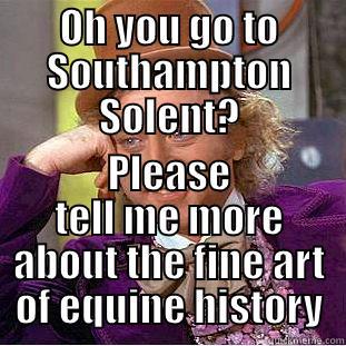 OH YOU GO TO SOUTHAMPTON SOLENT? PLEASE TELL ME MORE ABOUT THE FINE ART OF EQUINE HISTORY Condescending Wonka