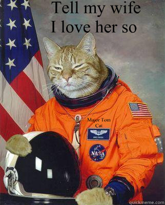 
 Tell my wife I love her so Major Tom Cat  