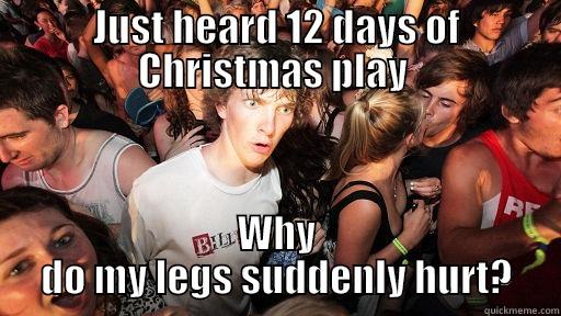 JUST HEARD 12 DAYS OF CHRISTMAS PLAY  WHY DO MY LEGS SUDDENLY HURT? Sudden Clarity Clarence