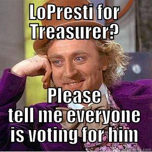 LOPRESTI FOR TREASURER? PLEASE TELL ME EVERYONE IS VOTING FOR HIM Condescending Wonka