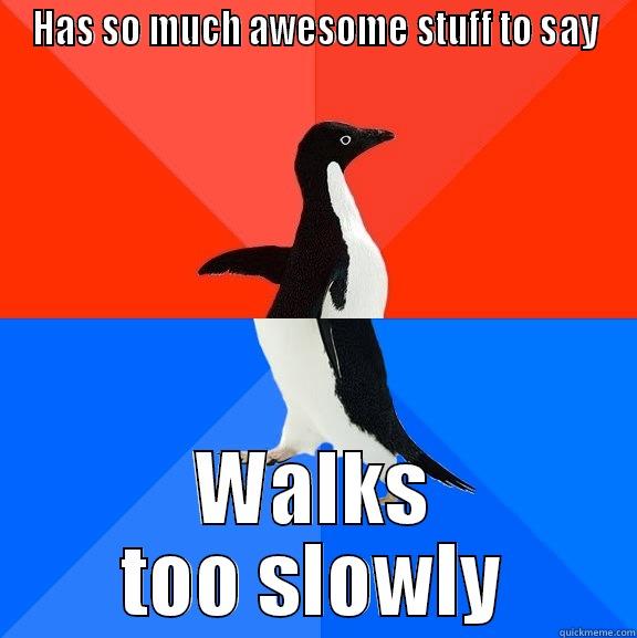 HAS SO MUCH AWESOME STUFF TO SAY WALKS TOO SLOWLY Socially Awesome Awkward Penguin