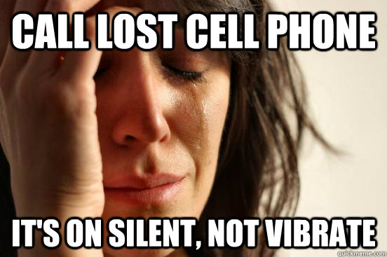 Call lost cell phone It's on Silent, not vibrate - Call lost cell phone It's on Silent, not vibrate  First World Problems