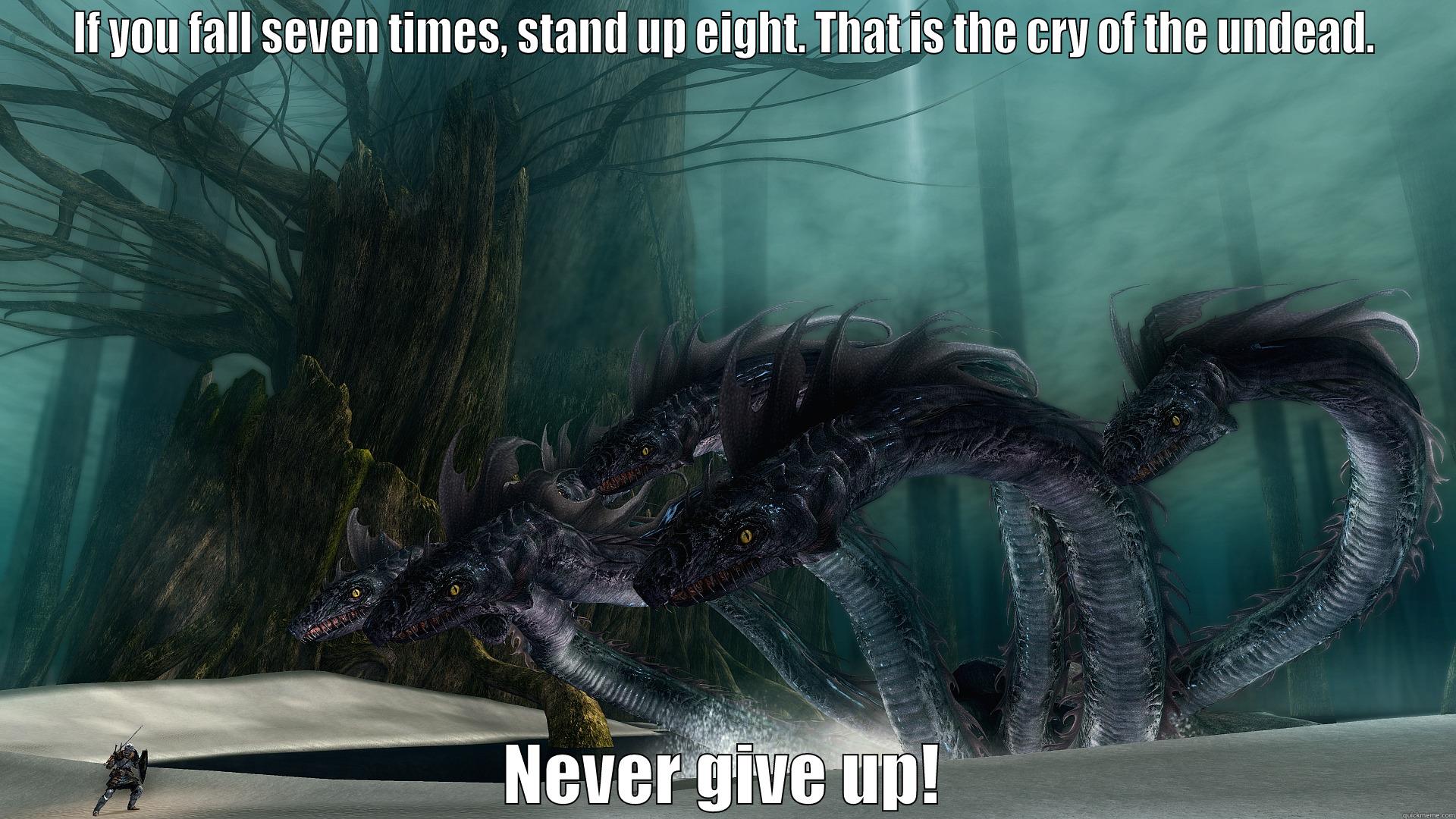 IF YOU FALL SEVEN TIMES, STAND UP EIGHT. THAT IS THE CRY OF THE UNDEAD. NEVER GIVE UP! Misc