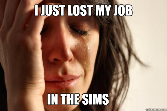 I just lost my job in the sims  First World Problems