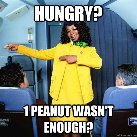 hungry? 1 peanut wasn't enough?  Ghetto Flight Attendant