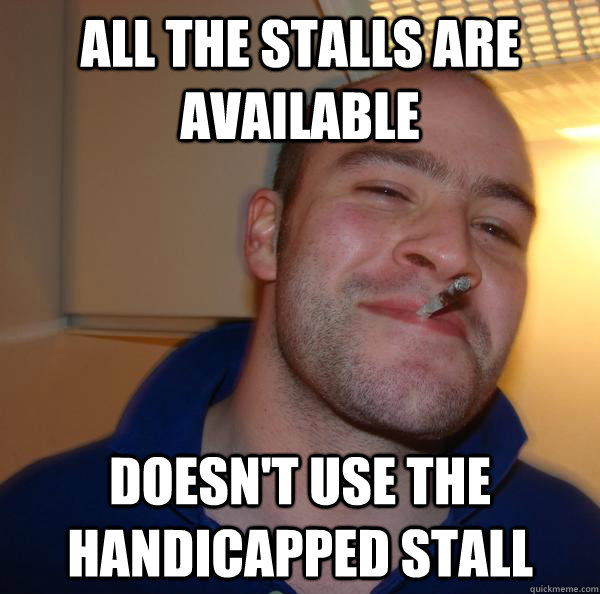 All the stalls are available  Doesn't use the handicapped stall - All the stalls are available  Doesn't use the handicapped stall  Misc