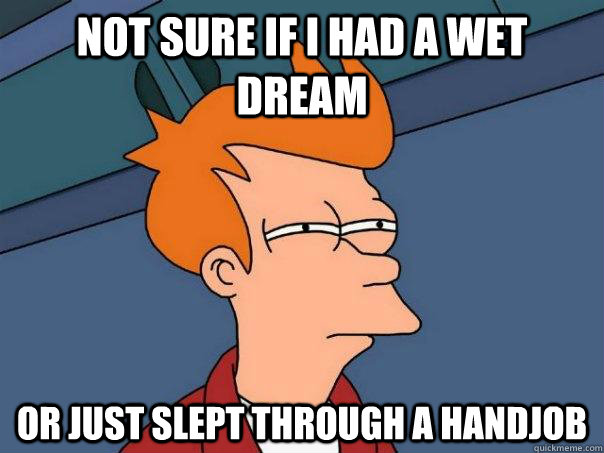 Not sure if i had a wet dream Or just slept through a handjob  Futurama Fry