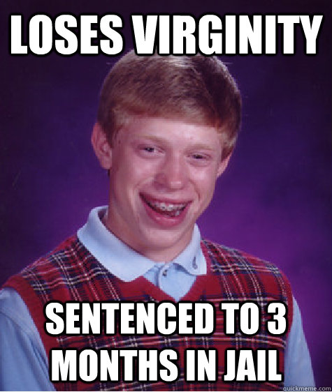 Loses virginity Sentenced to 3 months in jail - Loses virginity Sentenced to 3 months in jail  Bad Luck Brian