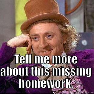   TELL ME MORE ABOUT THIS MISSING HOMEWORK. Condescending Wonka