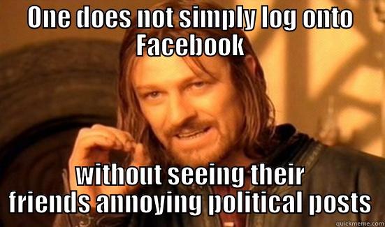 ONE DOES NOT SIMPLY LOG ONTO FACEBOOK WITHOUT SEEING THEIR FRIENDS ANNOYING POLITICAL POSTS Boromir