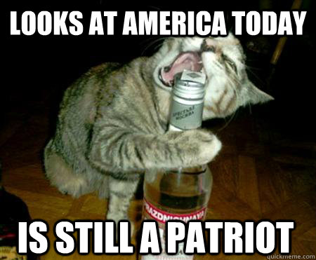 Looks at america today is still a patriot  