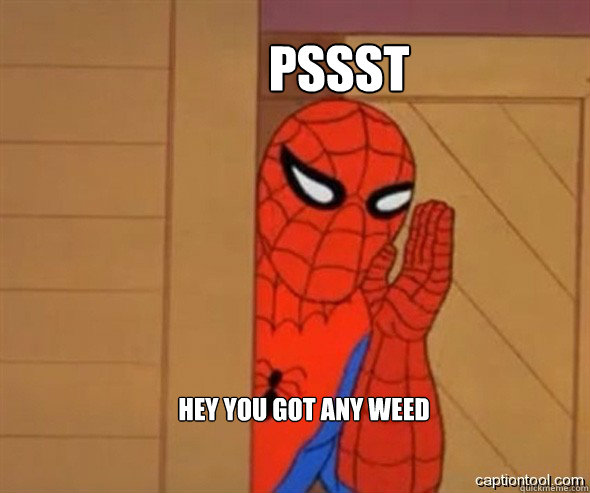 Pssst HEY YOU GOT ANY WEED   spiderman tree fiddy