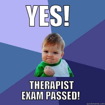 YES!  THERAPIST EXAM PASSED!  Success Kid