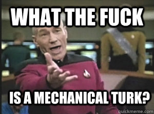 What the fuck is a mechanical turk?  Annoyed Picard