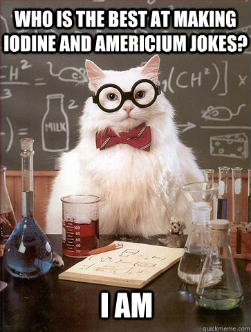 Who is the best at making Iodine and Americium jokes? I Am  Chemistry Cat