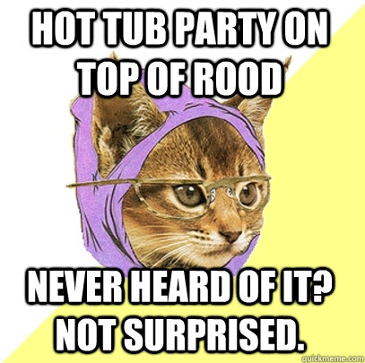 Hot tub party on top of Rood Never heard of it? Not surprised. - Hot tub party on top of Rood Never heard of it? Not surprised.  Hipster Kitty