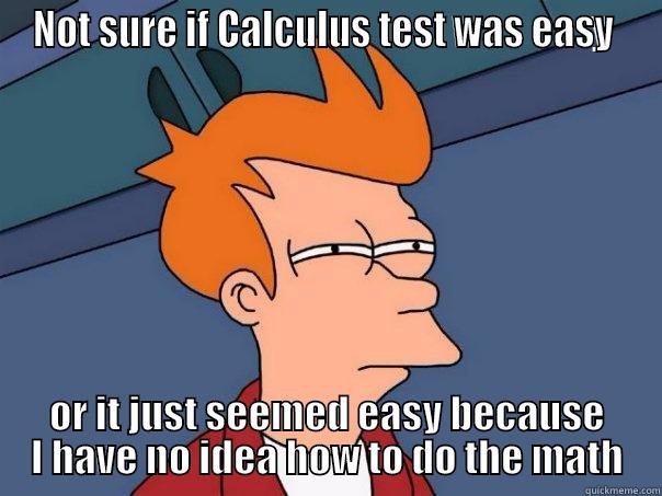 NOT SURE IF CALCULUS TEST WAS EASY  OR IT JUST SEEMED EASY BECAUSE I HAVE NO IDEA HOW TO DO THE MATH Futurama Fry