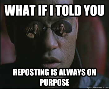 What if I told you Reposting is always on purpose  Morpheus SC
